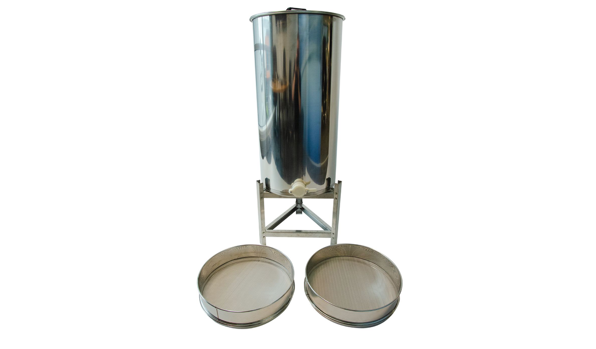 100kg Honey Tank with Honey Gate, Stand and Double Strainer