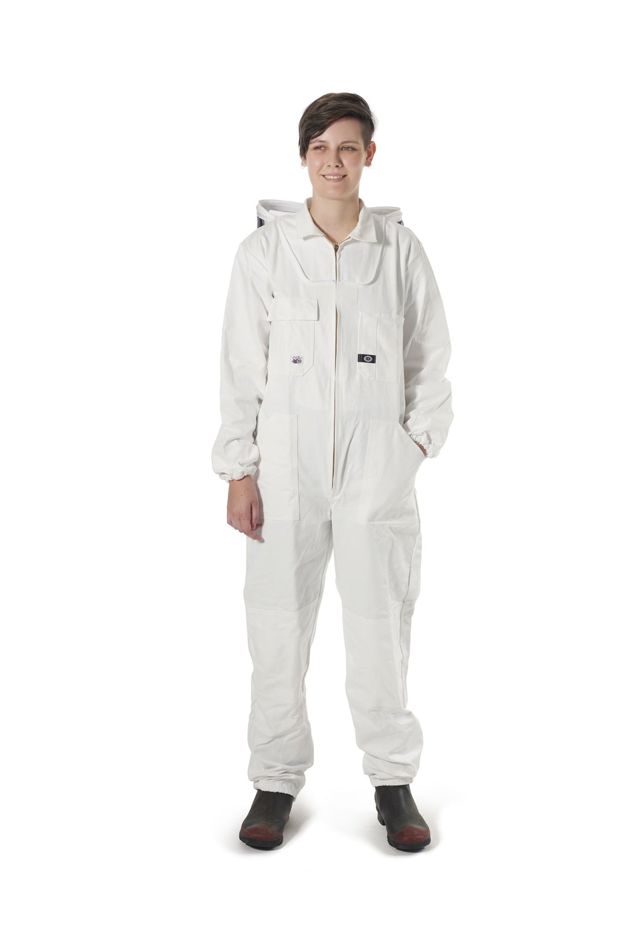 Women's Bee Suit with Folding Hood (White) - NZ made