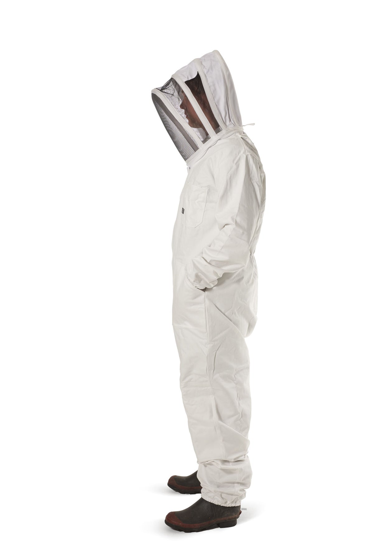 Mens Bee Suit with Folding Hood - (White) - NZ made
