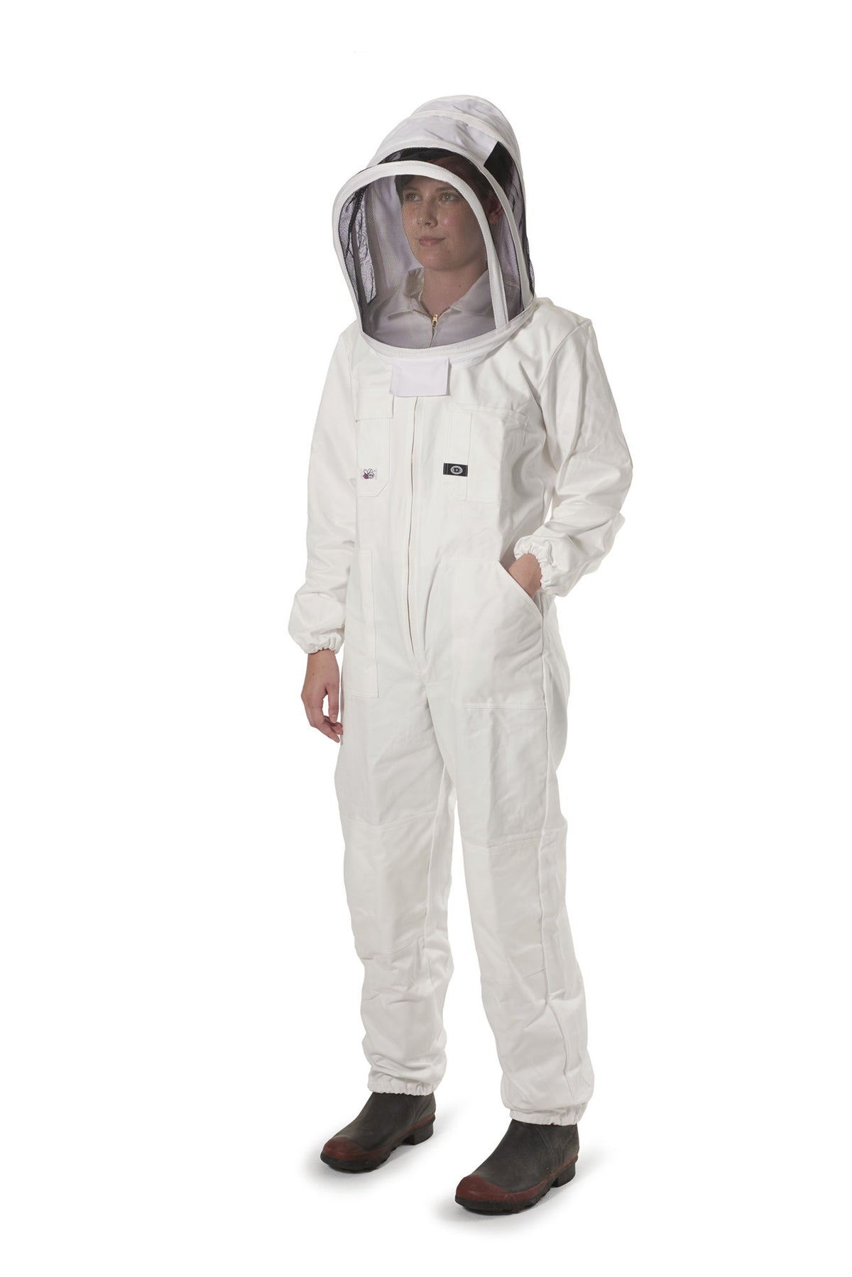 Women's Bee Suit with Folding Hood (White) - NZ made