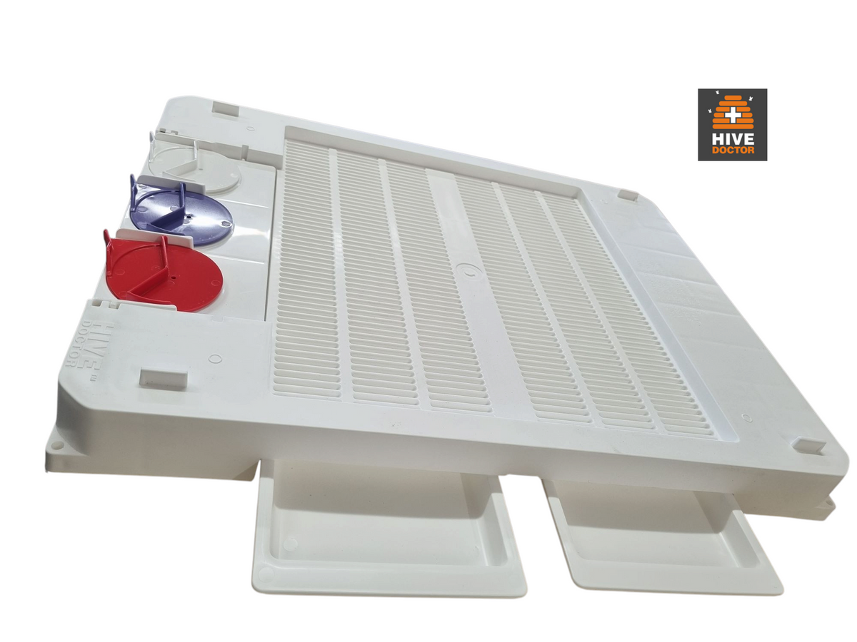 Hive Doctor White SMART BOTTOM BOARD with TRIPLE ENTRANCE DISCS &amp; 2 TRAYS - 8F