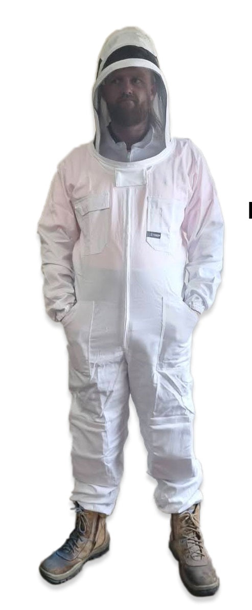 Ecrotek Cotton Bee Suit with Folding Hood - (White)